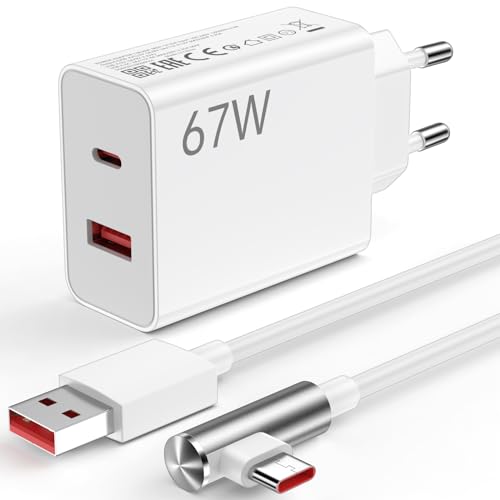 67W Turbocharge Ladegerät mit 1M 6A USB C Ladekabel für Xiaomi,2 Port 45W USB C Ladegerät USB Netzteile Schnellladegerät für Xiaomi 14T 13T Pro Pad 7 Redmi Note 14s 14 13 12Pro 12s Poco X7 Pro X6Pro von iMangoo