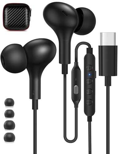 USB C Kopfhörer Karaoke Ohrhörer für iPhone 16 15 Samsung A55 A35 A54 A34 S24,In Ear Kopfhörer USB C Anschluss Magnetische USB C Headset Typ C Kopfhörer für Tiktok,Rundfunk, Aufnahme, YouTube,Podcasts von iMangoo