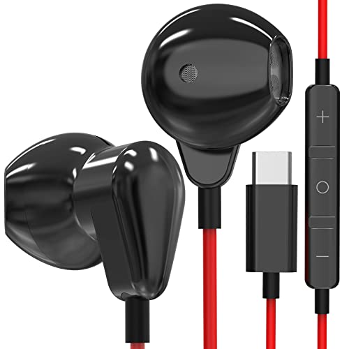 USB-C-Kopfhörer für Samsung S24 Ultra, Geräuschunterdrückung, Typ C, kabelgebunden, In-Ear-Kopfhörer, HiFi-Stereo, DAC-Bass mit Mikrofon und Fernbedienung, für Samsung S23, FE, S22, S21, A54, A34, von iMangoo