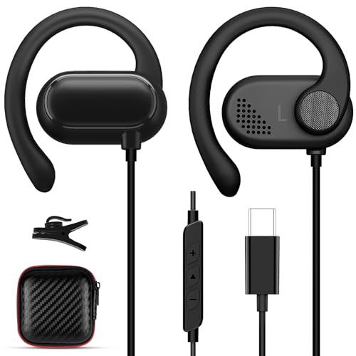 USB C Kopfhörer für iPhone 15 Pro Max Pixel 8 Pro 7a,USB C Kopfhörer Open Ear Ohrhörer und Mikrofon mit Over Ear Haken Kopfhörer mit Kabel USB C Anschluss für Samsung A55 A54 A34 S24 Ultra POCO X6 Pro von iMangoo