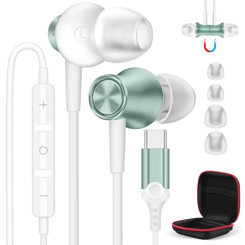 USB C Kopfhörer für iPhone 15 Pro Max Samsung Galaxy S24 Ultra S23 A54 A34 Pixel 8 Pro 7a,In Ear Kopfhörer USB C Anschluss Magnetische USB C Headset Typ C Kopfhörer für Poco X6 Pro Nothing Phone (2a) von iMangoo