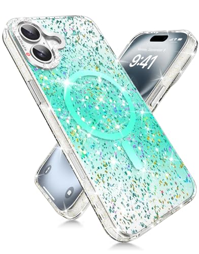 iMangoo Schutzhülle für iPhone 16 Plus, magnetisch, Kristall, Glitzer, glitzernd, kompatibel mit MagSafe für iPhone 16 Plus, transparent, schlanke Passform, schützendes Design, niedlich, für Damen und iMangoo Schutzhülle für iPhone 16 Plus, magnetisch, Kristall, Glitzer, glitzernd, kompatibel mit MagSafe für iPhone 16 Plus, transparent, schlanke Passform, schützendes Design, niedlich, für Damen und von iMangoo