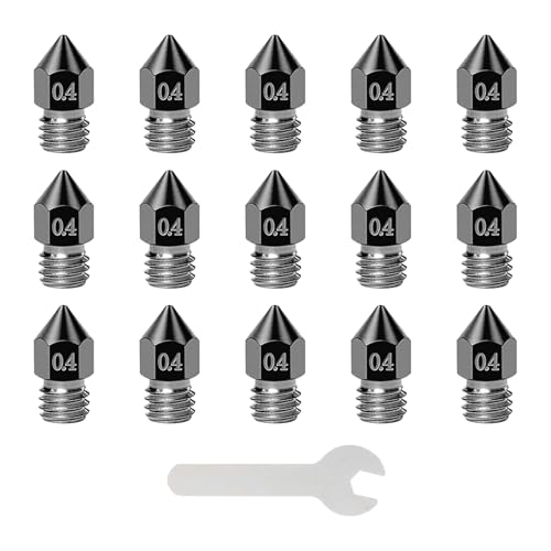 iMetrx 15PCS*0.4MM MK8 3D Drucker Düse Set,gehärteter Stahl Düsen+Schraubenschlüssel,für Creality Ender 3 FDM 3D Printers Extruder Nozzles von iMetrx