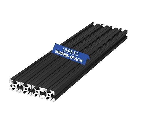 iMetrx 4 Stück 200 mm 2020 V Typ Schwarz Europäischer Standard Eloxierte Linearschiene aluminiumprofile Extrusion,für DIY 3D Drucker und CNC Maschinen von iMetrx