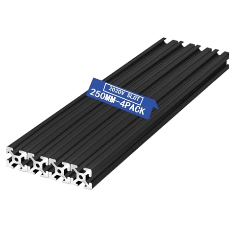 iMetrx 4 Stück 250 mm 2020 V Typ Schwarz Europäischer Standard Eloxierte Linearschiene aluminiumprofile Extrusion,für DIY 3D Drucker und CNC Maschinen von iMetrx