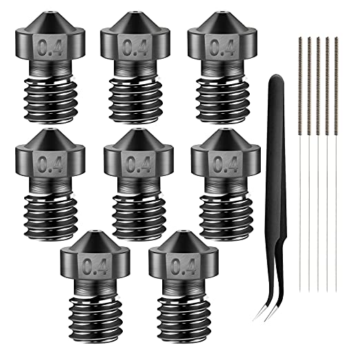 iMetrx 8PCS V6 3D Drucker Düsen Set,0.4MM Gehärtete Stahl Nozzles+Edelstahl Reinigungsset,Hochwertige Extruder düsen für Anycubic i3 Mega,Prusa i3 3D printers von iMetrx