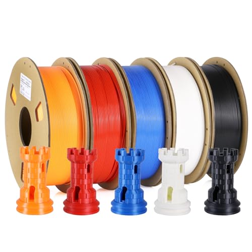 iMetrx PLA-Filament, 1,75 mm, 5 kg, mehrfarbig, Schwarz, Weiß, Blau, Orange, Rot, 3D-Druck-Filament (1 kg/Spule, Durchmesser 1,75 ± 0,03 mm) von iMetrx