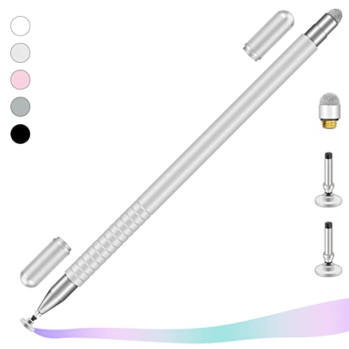 iMoebel Tablet Stift Eingabestift Universal, 2 in 1 Touchscreen Stift Stylus Pen mit 2 Magnetischen Kappen für Tablets Handy Smartphone Samsung Huawei usw., Silber von iMoebel