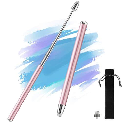 iMoebel Teleskop Touchscreen Stift bis 100 cm, Ausziehbarer Stylus Stift für kapazitive Touch Screen PC Monitor Handy Tablets Panel, Präsentationen Pointer für Lehrer Kinder Studenten, Rosa von iMoebel