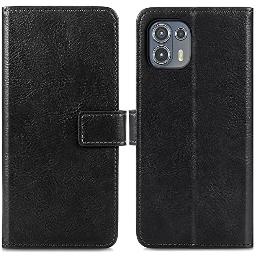iMoshion Bookcase Hülle kompatibel mit Motorola Edge 20 Lite– Luxuriöse Handyhülle – Handytasche in Schwarz [Mit Ständer, Platz für 3 Karten, Magnetverschluss] von iMoshion