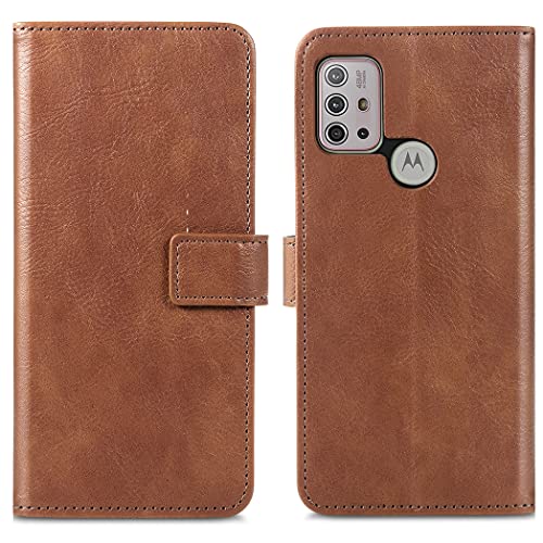 iMoshion Bookcase Hülle kompatibel mit Motorola Moto G30/G20/G10– Luxuriöse Handyhülle – Handytasche in Braun [Mit Ständer, Platz für 3 Karten, Magnetverschluss] von iMoshion