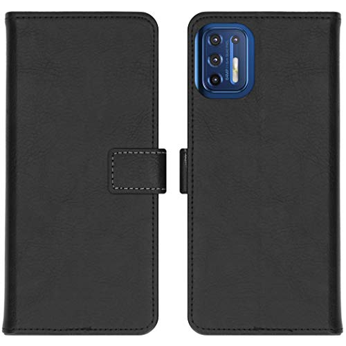 iMoshion Bookcase Hülle kompatibel mit Motorola Moto G9 Plus– Luxuriöse Handyhülle – Handytasche in Schwarz [Mit Ständer, Platz für 3 Karten, Magnetverschluss] von iMoshion