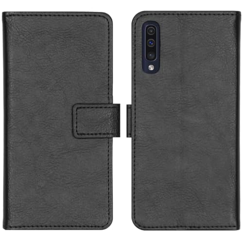 iMoshion Bookcase Hülle kompatibel mit Samsung Galaxy A30s, Samsung Galaxy A50– Luxuriöse Handyhülle – Handytasche in Schwarz [Mit Ständer, Platz für 3 Karten, Magnetverschluss] von iMoshion