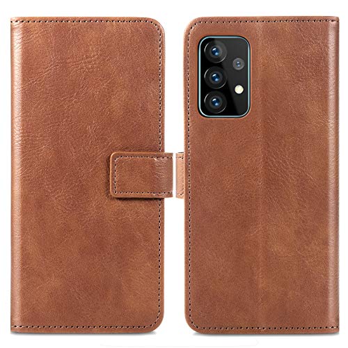 iMoshion Bookcase Hülle kompatibel mit Samsung Galaxy A52(4G/5G)/A52s– Luxuriöse Handyhülle – Handytasche in Braun [Mit Ständer, Platz für 3 Karten, Magnetverschluss] von iMoshion