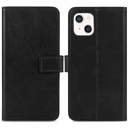 iMoshion Bookcase Hülle kompatibel mit iPhone 13– Luxuriöse Handyhülle – Handytasche in Schwarz [Mit Ständer, Platz für 3 Karten, Magnetverschluss] von iMoshion