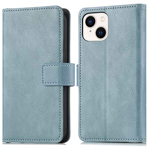 iMoshion Bookcase Hülle kompatibel mit iPhone 14– Luxuriöse Handyhülle – Handytasche in Hellblau [Mit Ständer, Platz für 3 Karten, Magnetverschluss] von iMoshion