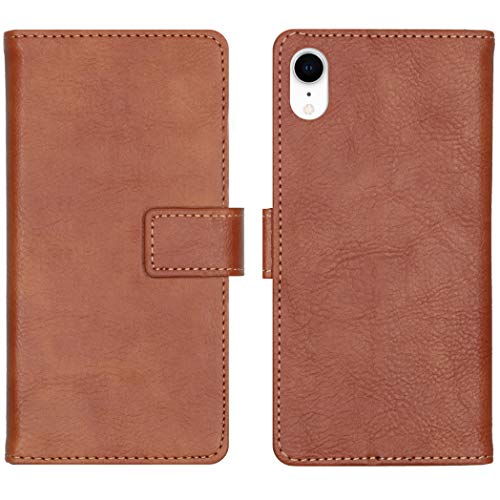iMoshion Bookcase Hülle kompatibel mit iPhone Xr– Luxuriöse Handyhülle – Handytasche in Braun [Mit Ständer, Platz für 3 Karten, Magnetverschluss] von iMoshion