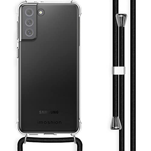 iMoshion kompatibel mit Samsung Galaxy S21 FE Handykette – Hülle mit Band zum Umhängen – Transparent Case Handyhülle mit Kette in Schwarz – Kanten- und Eckenschutz aus Silikon von iMoshion