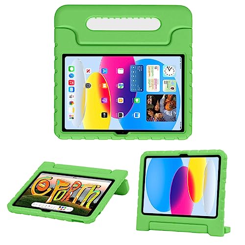 iMoshion kompatibel mit iPad 10.9 (2022) Hülle – Tablethülle für Kinder – Tablet Kids Case in Grün mit Handgriff und Ständer [Robust, Griffig, Stoßfest] von iMoshion