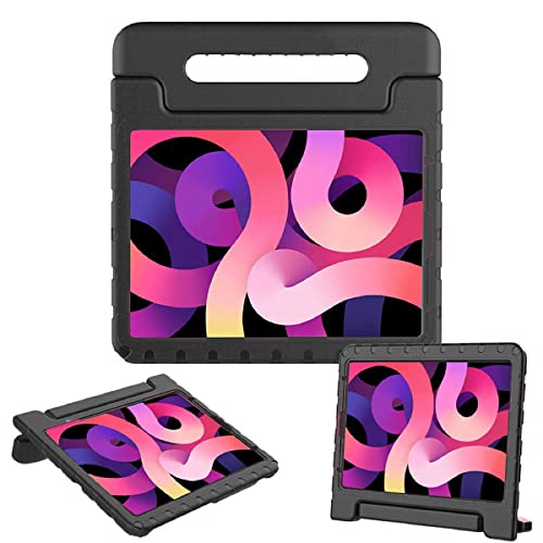 iMoshion kompatibel mit iPad Air (2020), iPad Air (2022) Hülle – Tablethülle für Kinder – Tablet Kids Case in Schwarz mit Handgriff und Ständer [Robust, Griffig, Stoßfest] von iMoshion