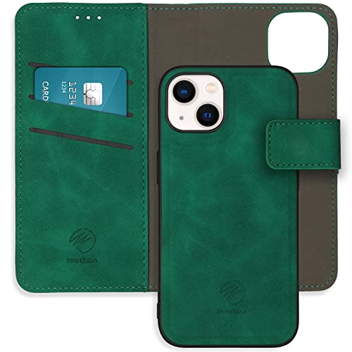 iMoshion kompatibel mit iPhone 13 Hülle – 2-in-1 Luxus Klapphülle – Handyhülle mit herausnehmbarem Back Cover in Dunkelgrün [Platz für 3 Karten, Magnetverschluss] von iMoshion