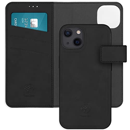 iMoshion kompatibel mit iPhone 13 Hülle – 2-in-1 Luxus Klapphülle – Handyhülle mit herausnehmbarem Back Cover in Schwarz [Platz für 3 Karten, Magnetverschluss] von iMoshion