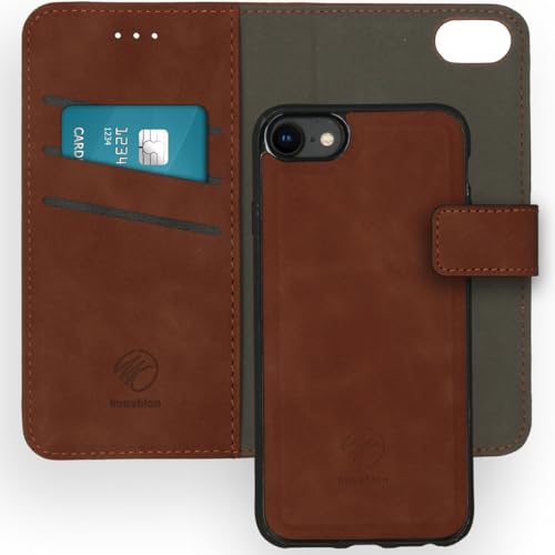 iMoshion kompatibel mit iPhone SE (2020), iPhone 8, iPhone 7 Hülle – 2-in-1 Luxus Klapphülle – Handyhülle mit herausnehmbarem Back Cover in Braun [Platz für 3 Karten, Magnetverschluss] von iMoshion