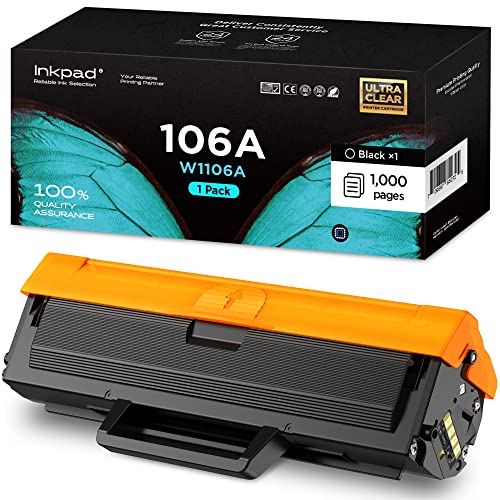 106A Toner W1106A Toner Kompatibel, 1.000 Seiten Ersatz für HP Laser 107a 107r 107w MFP 135a 135r 135w 137fnw, mit Chip von iNKPAD