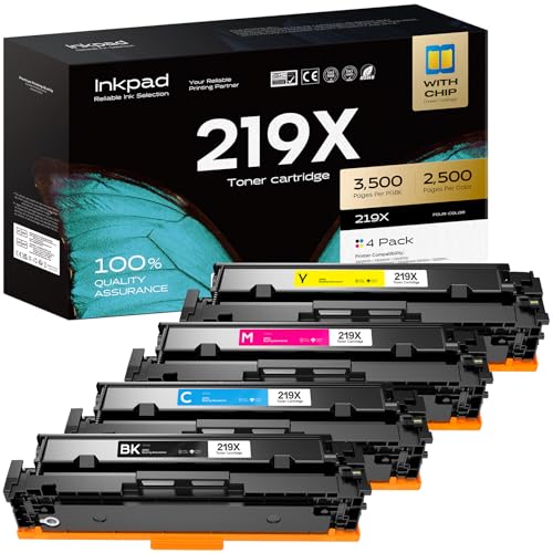 iNKPAD 219X 219A MFP 3302FDWG Toner (mit Chip) Kompatibel für HP 219X 219A Color Laserjet Pro MFP 3302FDWG 3302FDNG 3302SDWG 3302FDW 3302SDW 3302FDN 3202DN （4 Pack von iNKPAD
