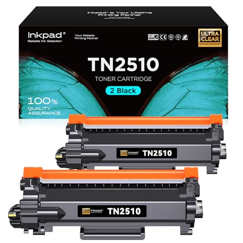 iNKPAD TN-2510 Toner Kompatibel für Brother TN2510 TN2510XL für HL-L2400DW HL-L2445DW DCP-L2660DW DCP-L2620DW MFC-L2800DW MFC-L2860DW Drucker(2 Schwarz) von iNKPAD
