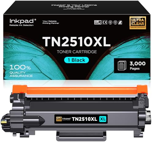 iNKPAD TN-2510XL Toner Kompatibel für Brother TN2510XL für HL-L2400DW HL-L2445DW DCP-L2660DW DCP-L2620DW MFC-L2800DW MFC-L2860DW Drucker(1 schwarz) von iNKPAD