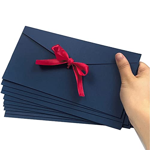 10 Stück Schöne Briefumschläge Kraftpapier Umschläge mit Schleife Blanko Retro Kraftpapier-leere Festliche Postkarte Umschlag für Weihnachten Geburtstag Valentinstag Hochzeit Geschenk Karten von iNelihoo