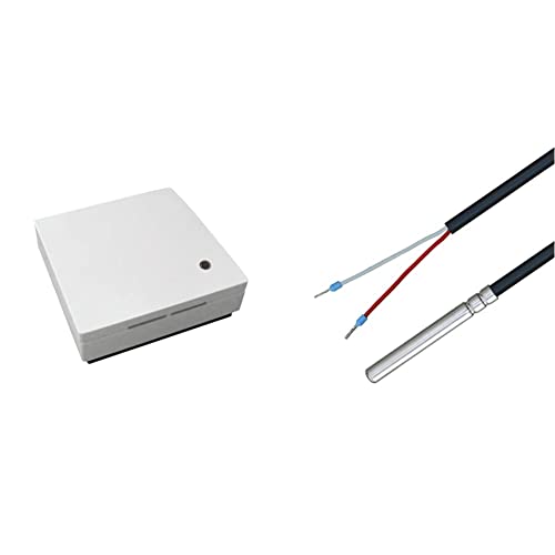 iOVEO 051RF02200 - Raumfühler, Sensor: PT1000, Temperaturfühler, Innenraum, mit Gehäuse & 035HP02201 - PT1000 Temperaturfühler mit PVC-Leitung bis 105°C, Temperatursensor, Speicherfühler, 1 Meter von iOVEO