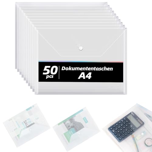 50 Pcs mappen A4 Dokumententasche a4 transparente Dateibag A4 Dateibeutel für Schulen, Büros und Organisation von Gegenständen von iPalamila