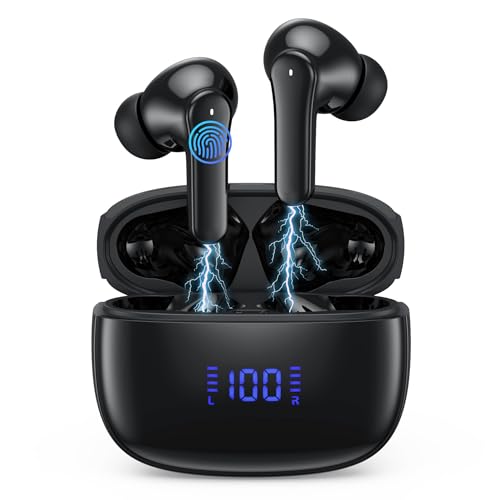 Bluetooth Kopfhörer, Kopfhörer Kabellos Bluetooth 5.3 In Ear Kopfhörer mit 4 ENC Noise Cancelling Mic, Kabellose Kopfhörer Tiefer Bass Wireless Earbuds 40Std, IP7 Wasserdicht Ohrhörer LED Anzeige von iPosible