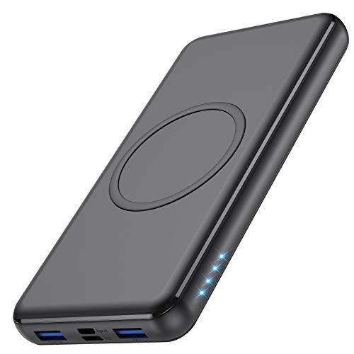iPosible 10W Wireless Powerbank 26800mAh【18W PD Type-C&USB QC 3.0 】 Externer Akku mit 4 Ports Schnellladung Power Pack Ladegerät Akkupack Kompatibel mit iPad, Samsung Galaxy, Huawei-Schwarz von iPosible