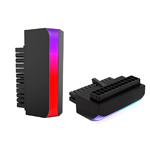 iProPower ATX 24-Pin 90 Grad Stromanschluss 5V 3 Pin ARGB Rainbow Buchse auf Stecker Netzteil für Computer Motherboard ATX Netzteil DIY Stromversorgungskabel-Verbinder von iProPower