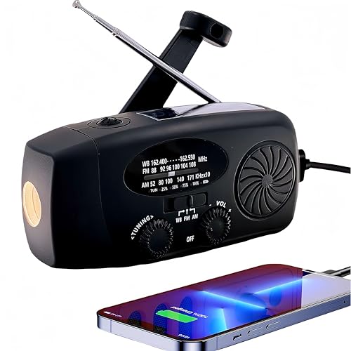 iRonsnow NOAA 5000 mAh Notfall-Wetterradio, FM, AM, Handkurbel-Radios, Solar-Radio mit SOS, Kopfhöreranschluss, 1 W LED-Taschenlampe, selbstbetriebenes Handy-Ladegerät für Camping, Survival (schwarz) iRonsnow NOAA 5000 mAh Notfall-Wetterradio, FM, AM, Handkurbel-Radios, Solar-Radio mit SOS, Kopfhöreranschluss, 1 W LED-Taschenlampe, selbstbetriebenes Handy-Ladegerät für Camping, Survival (schwarz) von iRonsnow