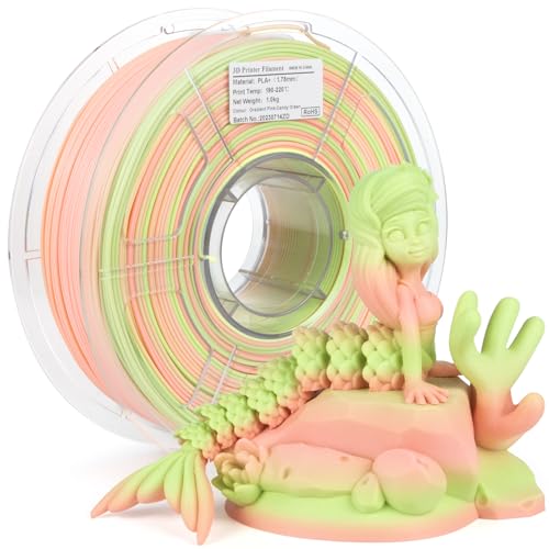 iSANMATE 3D Printer Matt PLA Filament 1.75mm, Rainbow PLA Matt (PLA+), Matte Multicolor PLA+ Filament 1kg Spule (2.2 LBS) Maßgenauigkeit +/- 0.03 mm, Rosa + Grün von iSANMATE