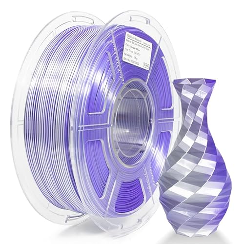 iSANMATE Dual Silk PLA Filament 1.75mm PLA, Dual Silber Violett Seide PLA Filament 3d Drucker Filament 1 kg Spule (2.2 lb), Maßgenauigkeit /- 0.02 mm von iSANMATE