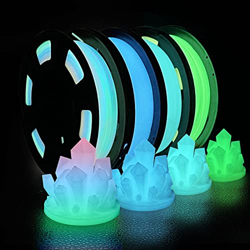 iSANMATE Filament 1.75 PLA, Glow in the Dark Filament Set 3D Drucker Filament PLA Grün/Blau/Blau Grün/Rainbow Filament 250g Spule x 4 Farbe, Maßgenauigkeit +/- 0.03 mm von iSANMATE