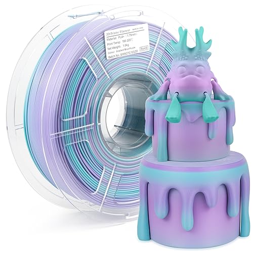 iSANMATE Matt Rainbow PLA+1.75mm, 3D Printer Matt PLA Plus Filament Maßgenauigkeit +/- 0.03 mm, Blau Grün Violett Macaron Regenbogen PLA Plus, 1kg / 2.2lb von iSANMATE