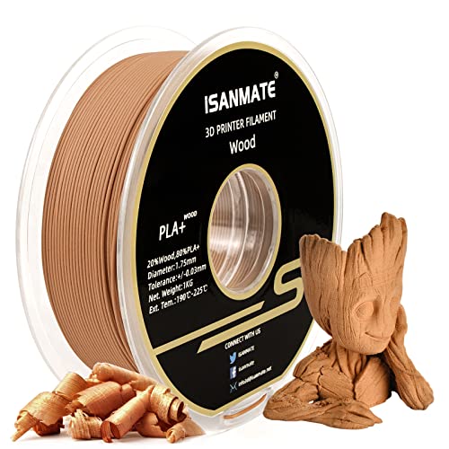 iSANMATE PLA+ Filament 1.75, Gelbe Birne Holz Filament 3D Drucker Filament 1KG Spool (20% Holzpulver + 80% PLA+) von iSANMATE