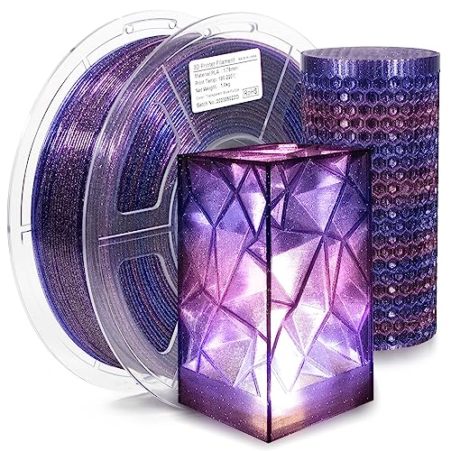 iSANMATE PLA Transparent 1.75, Transparent Glänzend Blauer Violetter Farbverlauf PLA Filament 1.75, Gradient 3D Drucker Filament PLA 1KG Spule, Genauigkeit +/- 0.03 mm von iSANMATE