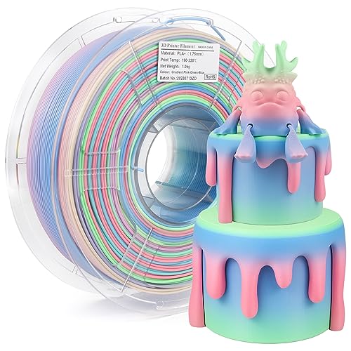 iSANMATE Rainbow PLA Matt (PLA+), 3D Printer Matt PLA Filament 1.75mm, Macaron Regenbogen PLA Plus, 1kg / 2.2lb, Maßgenauigkeit +/- 0.03 mm, Rosa Grün Blau von iSANMATE