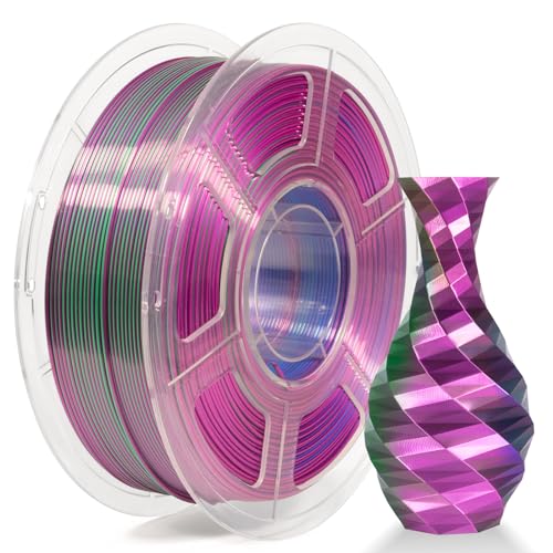 iSANMATE Silk Filament 1.75mm PLA, Seide Dreifach Farbe Regenbogen PLA, Silk PLA Filament 3d Drucker Filament 1 kg Spule Maßgenauigkeit /- 0.02 mm, Blau Grün Violett von iSANMATE