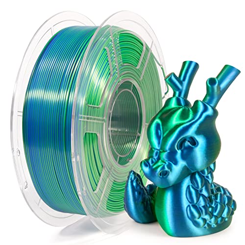 iSANMATE Silk PLA Filament 1.75mm, PLA Silk Blau Grün Filament 1.75 PLA, Dual Color Seide Filament für 3D Drucker FDM, 1KG Spule (2.2 LBS), Maßgenauigkeit +/- 0.03 mm von iSANMATE