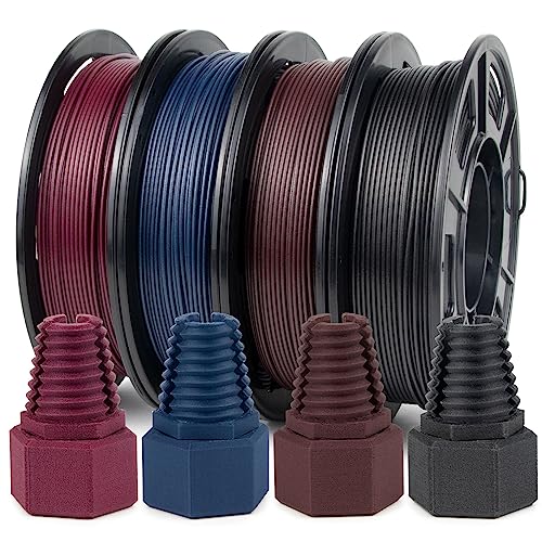 iSANMATE Verbessert PETG Kohlefaser Filament Bundle, PETG CF Filament 1.75mm +/- 0.02mm Bundle Fadenfüllung 20% Carbon Fibre, Carbon Fiber 250g Spule x 4 Farbe, Rot/Blau/Braun/Schwarz von iSANMATE