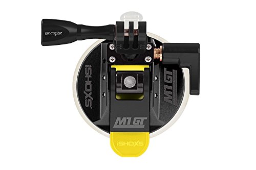 iSHOXS M1 GT, Profi Saugnapf aus Aluminium mit 3D/360 Grad Kugelaufnahme passend für GoPro und kompatible Actioncams - Schwarz, Membrane Transparent von iSHOXS