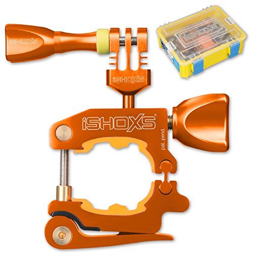 iSHOXS ProMount | Action Cam Fahrrad-Lenkerhalterung | Professioneler Aluminium Halter passend für GoPro Hero und kompatible Kameras | Rohr-Durchmesser 20-40mm | Orange von iSHOXS